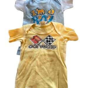 Corvette Baby Onesie Set - Yellow and Blue